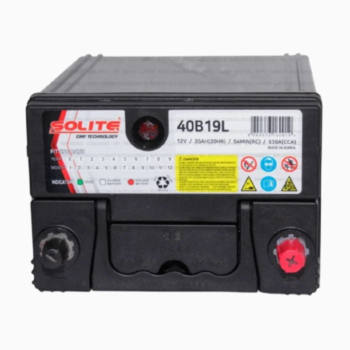 BATERÍA SOLITE 35 AH 330 CCA 40B19L C/PEST +DER B/DELGADO - Imagen 3